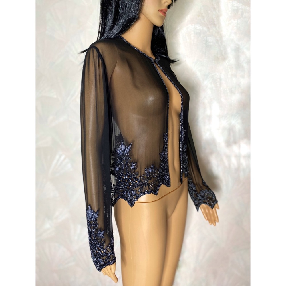 MARINA by Marina Bresler Sheer Beaded Top